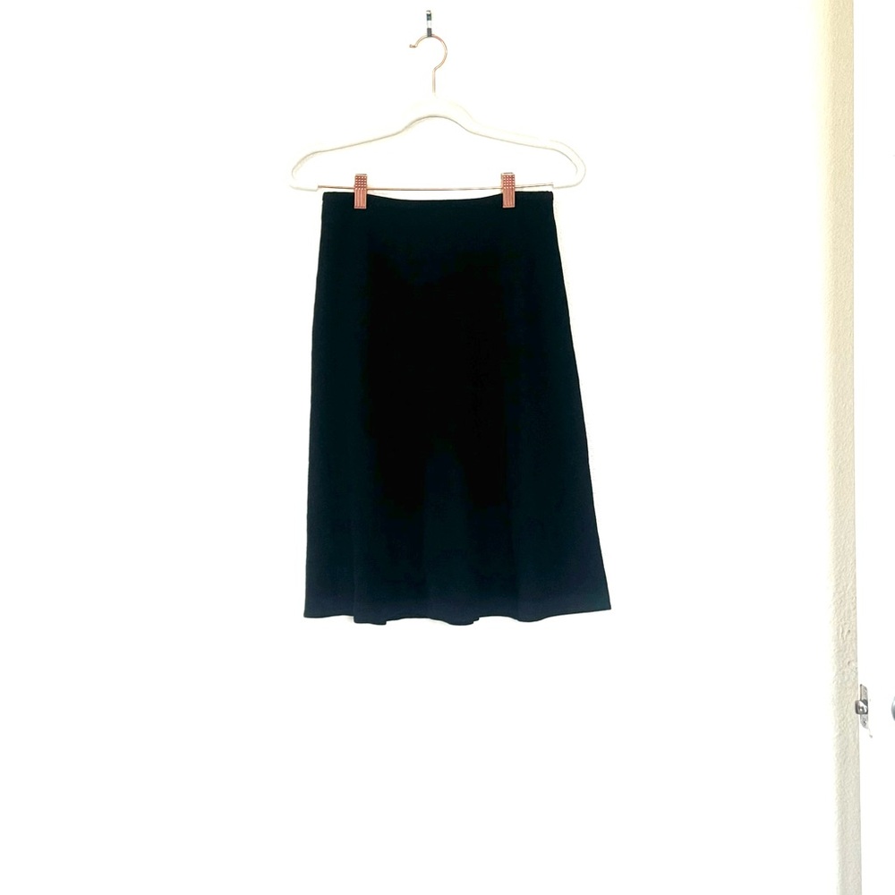 Vintage Ann Taylor Black 100% Wool Knee Length A Line Skirt VTG 2 NEW $98 *hole